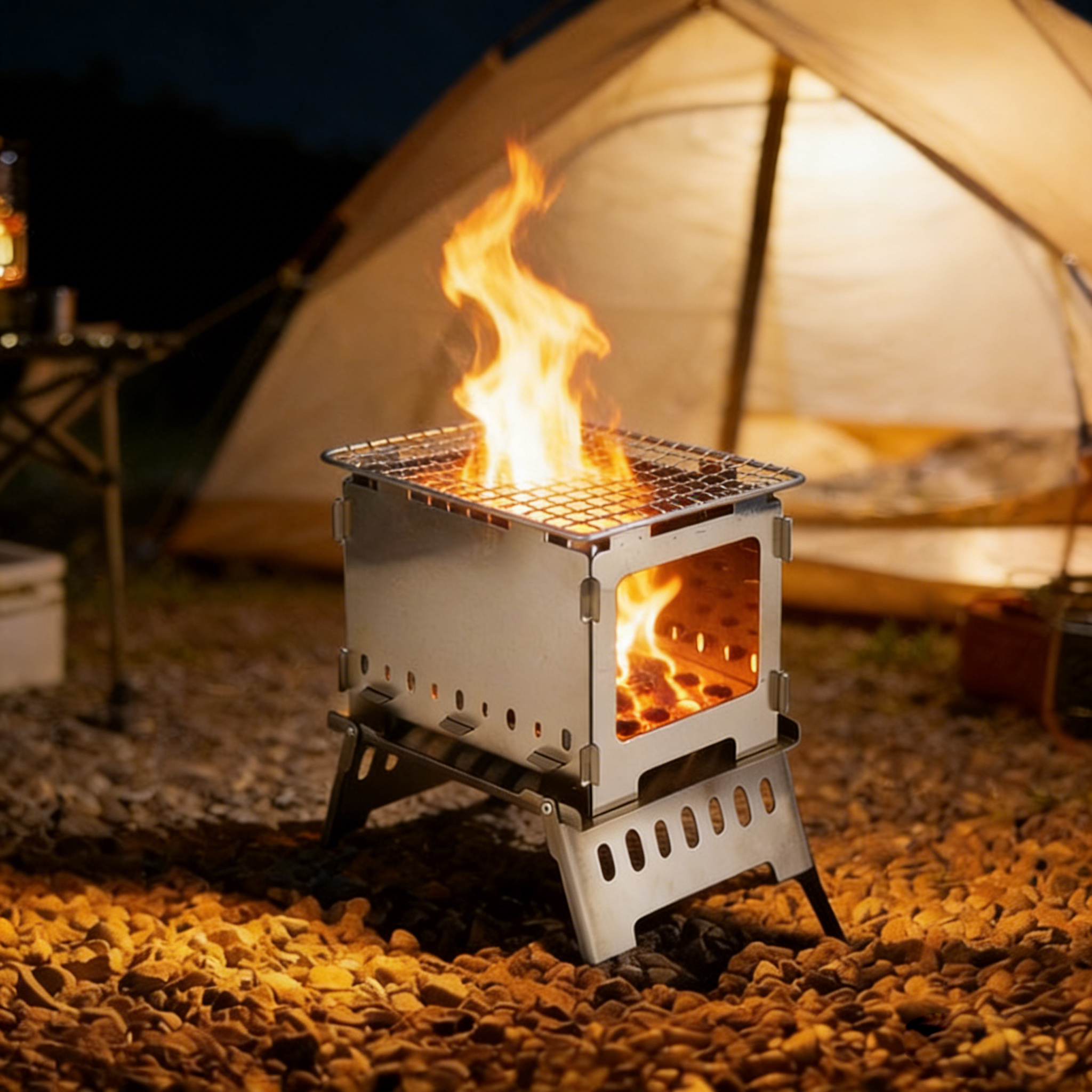 MOOZ 접이식 불멍 화로대 캠핑 화로대 미니 감성캠핑 우드스토브, 1세트 31,800원