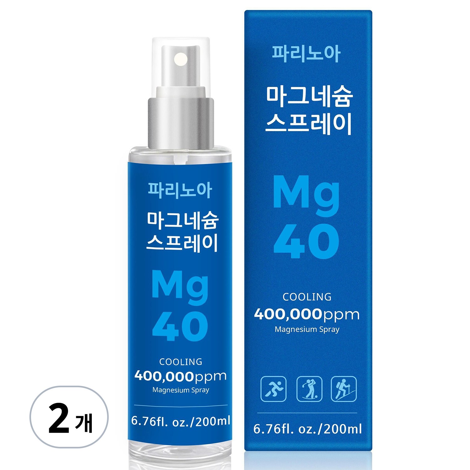 [국산 고함량 마그네슘 40%] 파리노아 마그네슘 스프레이 MSM 6GF 펩타이드 리페어 핫쿨 듀얼 바디스프레이 어깨 목 허리 등 손목 종아리 상큼한 베르가못 프리지아 머스크 향, 2개, 200ml 40,850원