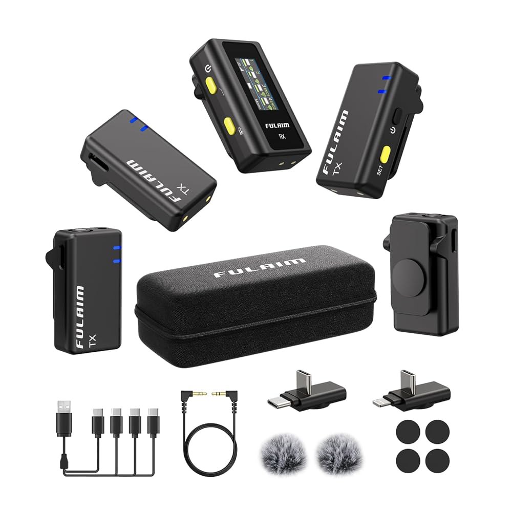 , 안드로이드, 카메라, 라펠 마이크 48KHz 24비트 용 송신기 4개 FULAIM X6 무선 라발리에 마이크, 비디오 녹화용 노이즈 캔슬링, 브이로그, 유튜브, 틱톡 199,400원