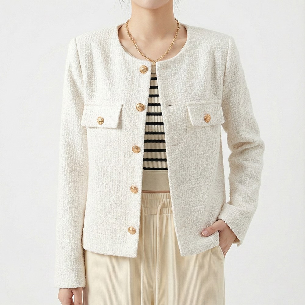 UPPERCUT 자체제작 여성 라운드넥 클래식 긴팔 트위드 자켓 빅사이즈 23,540원