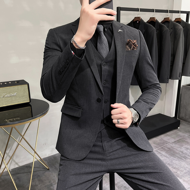 남자정장 남성용 수트 3피스코트+조끼+바지 정장세트 맨잇슈트 프리미엄 하객룩 면접 결혼식, 현재가 109,800원