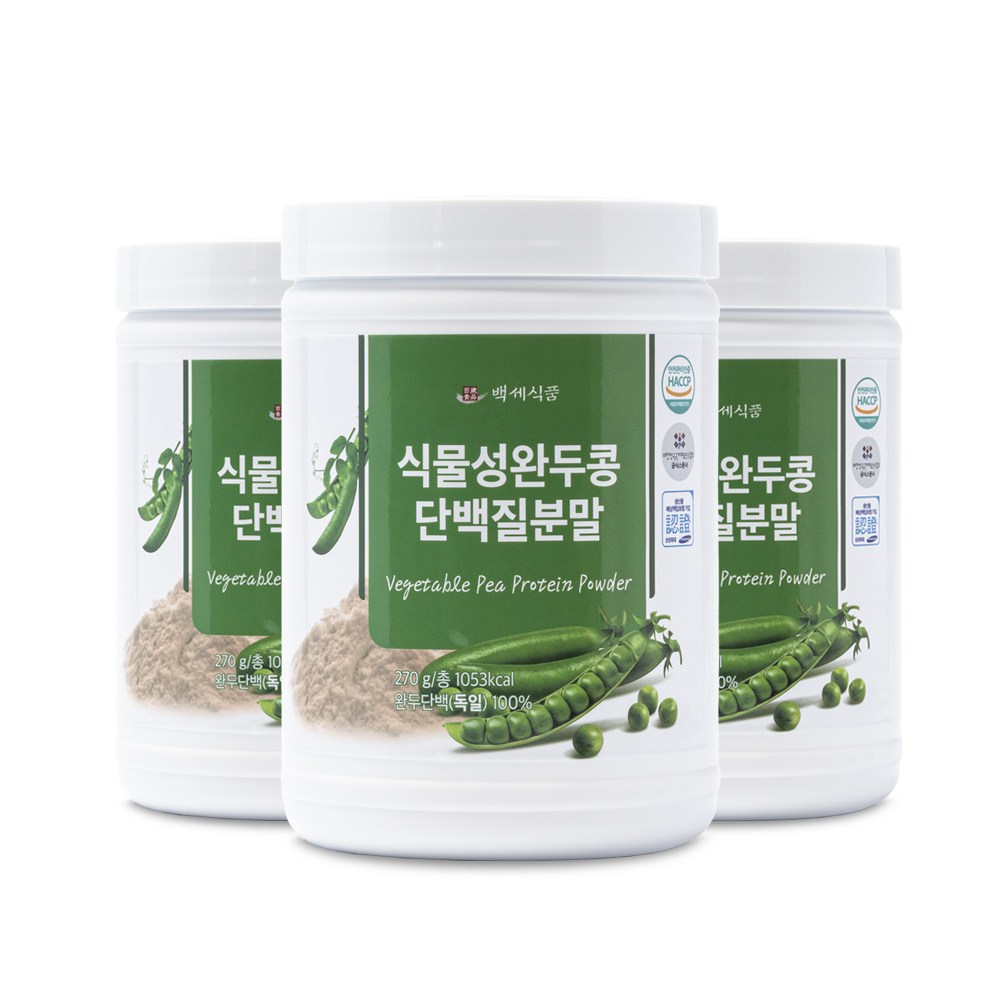 백세식품 독일산 식물성 완두콩단백질 분말 270g HACCP 인증제품 43,200원