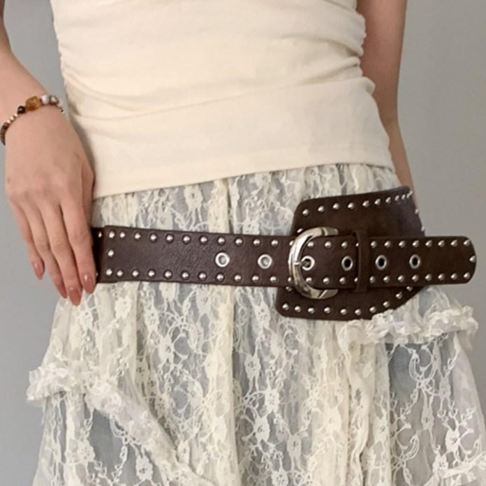 블루씨티 빅 도우치 찡 스터드 와이드 레더 벨트 16,720원