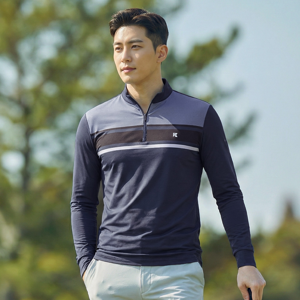<김영주스포츠> 남성 골프 긴팔 집업 티셔츠_ 간절기 스판 무브라이트 29,870원