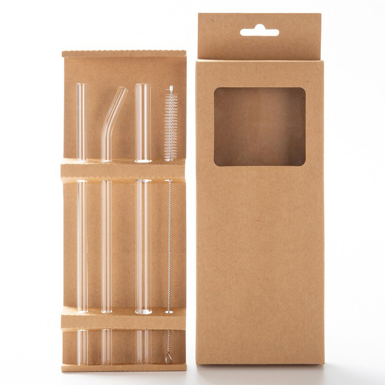 구인하인 긴 유리빨대 230mm 직선 + 곡선 + 스무디 + 세척솔 세트, 4개입, 1개 7,980원