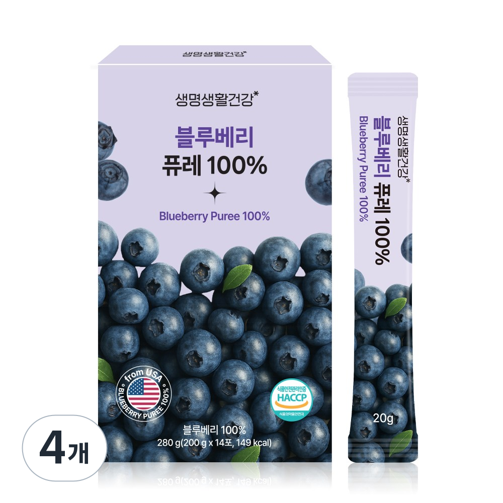 생명생활건강 블루베리 퓨레100%, 4개, 280g 71,900원