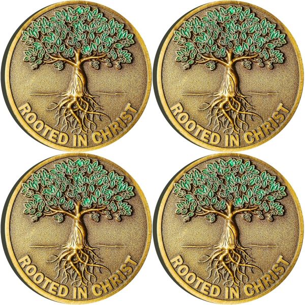 크리스천 챌린지 코인 앤티크 골드 컬러 럭키 성경 구절 메달리온 포켓 허그 토큰4팩에 뿌리를 두고 있습니다 75,040원