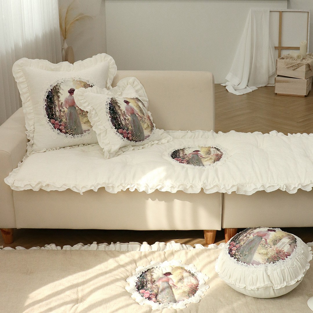 프로방스 린넨 프릴 고급 3인 4인 돌 다용도 쇼파패드 매트 135,000원