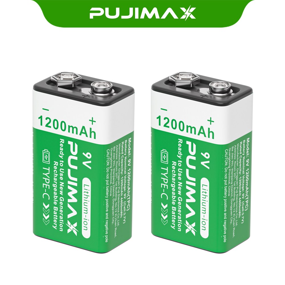 PUJIMAX 충전식 리튬배터리 9V 1200mAh  테스트기 스피커 가전제품용 USB Type-C 방식 17,200원