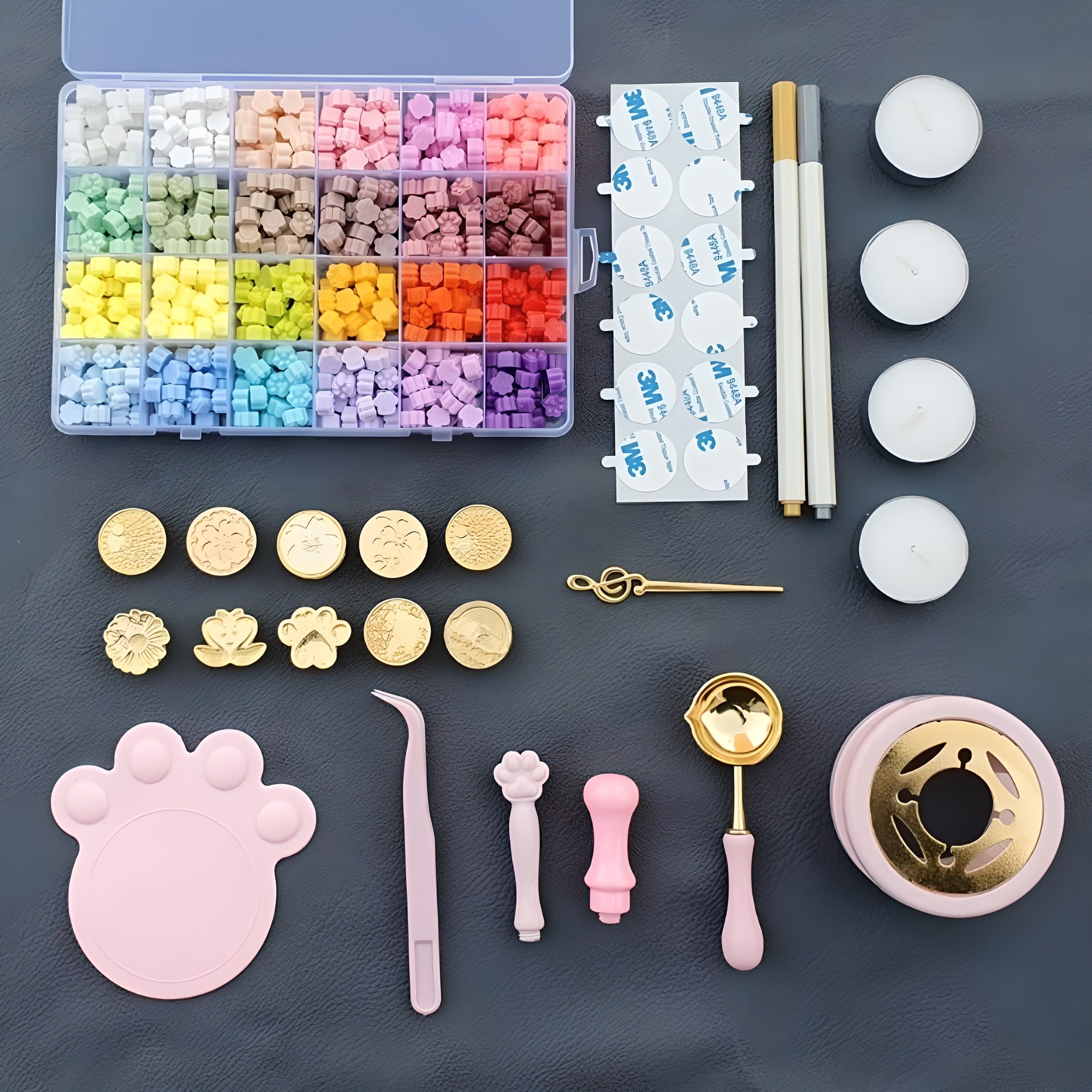 실링왁스 세트 스탬프 입문 키트 비즈 다꾸 청첩장 24색 10인장 12,800원