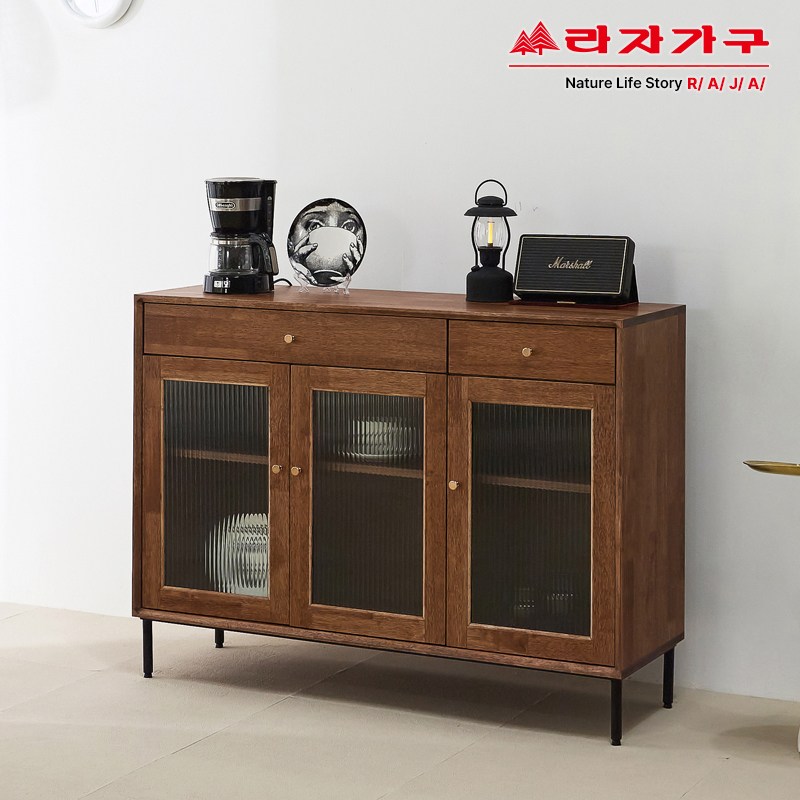 라자가구 리브 포엠 고무나무 1200 유리도어 서랍 주방수납장 RDL043C 309,000원