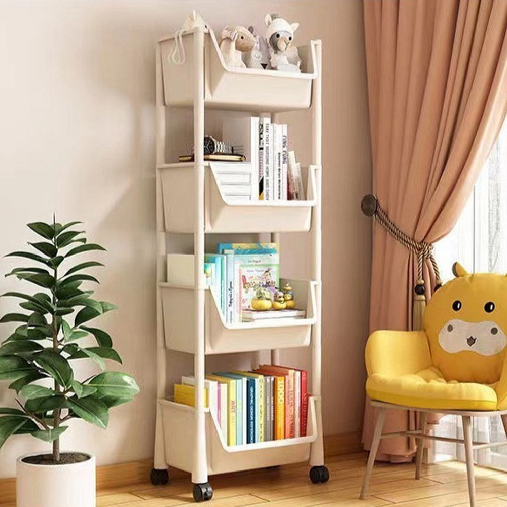 에버하우스 다용도 멀티 플라스틱 수납 선반 트롤리, 베이지, 4단 29,800원