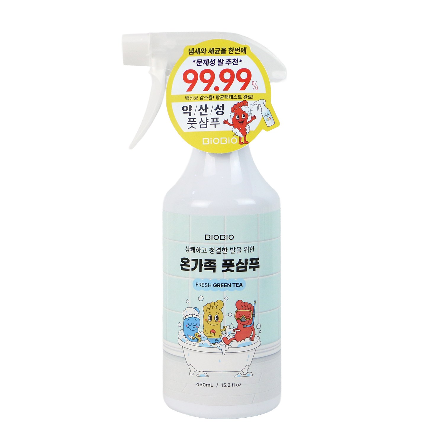 비오비오 발냄새 약산성 항균 온가족 풋샴푸 그린티향, 450ml, 1개, 1개입 15,400원