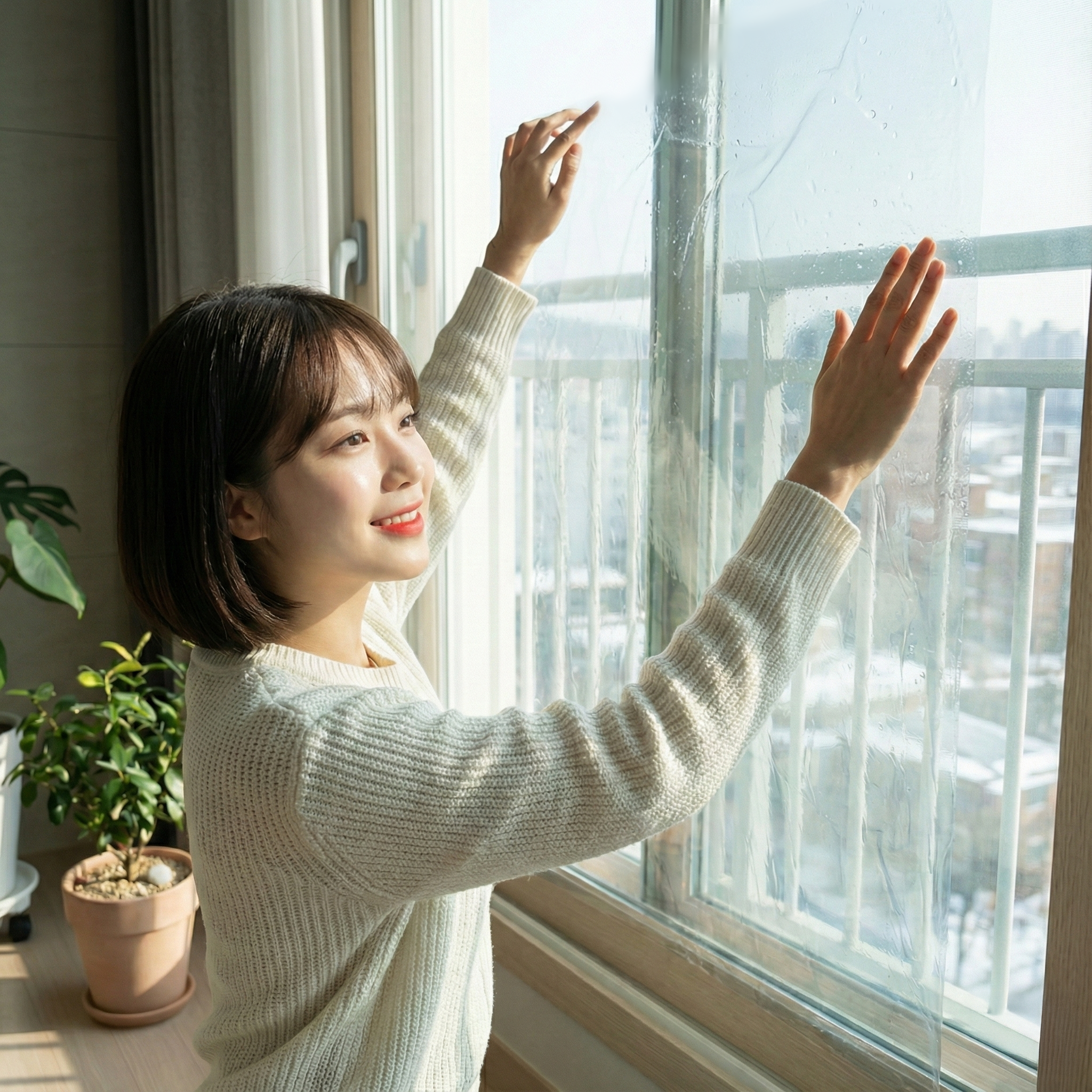 무점착 썬팅 단열필름 1m 아파트 베란다 보온 방한 암막필름 결로방지 단열시트 뽁뽁이, 그린 23,900원