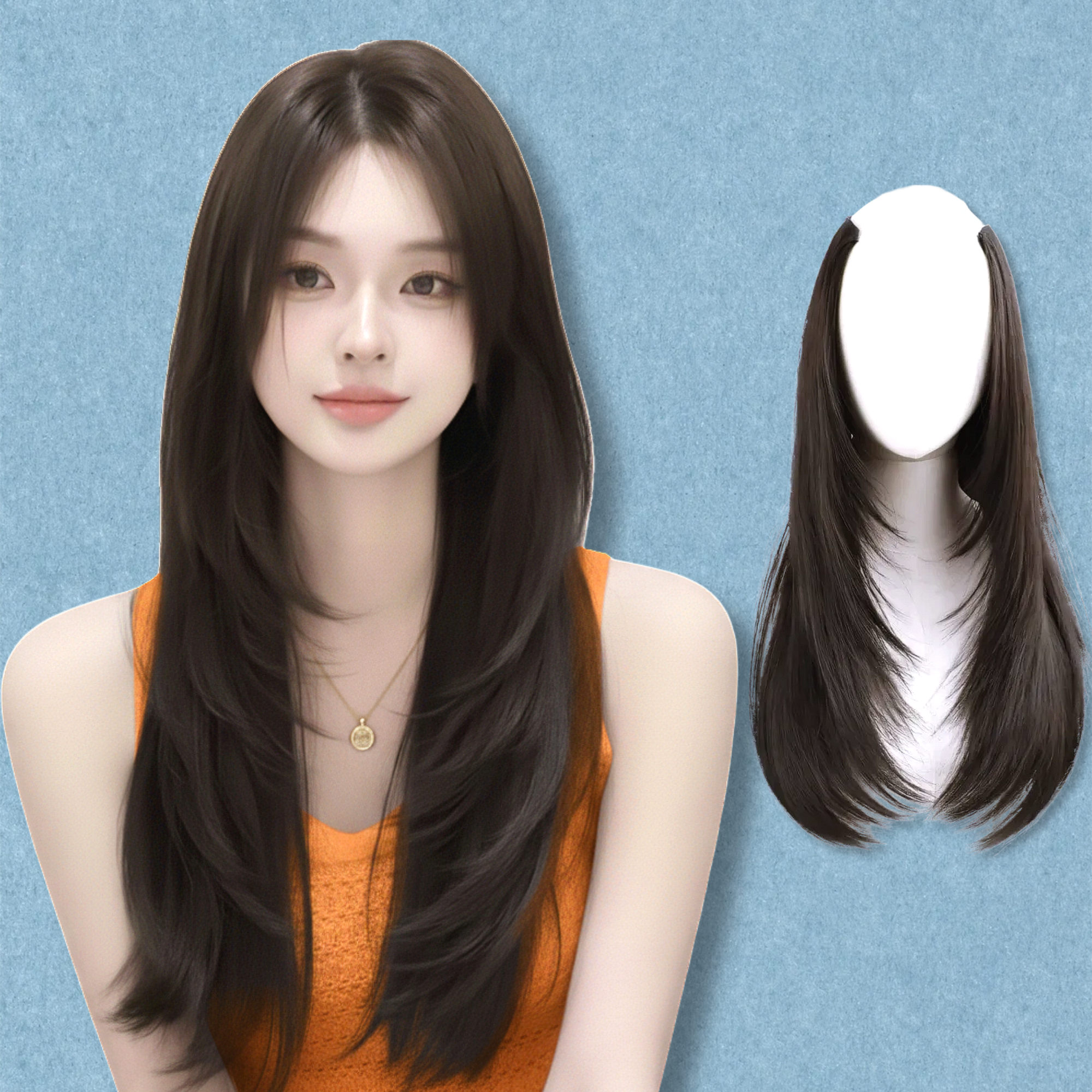 바이솜 C컬 하이 레이어드컷 자연스러운 볼륨 붙임머리, 1개, 내추럴블랙 25,900원