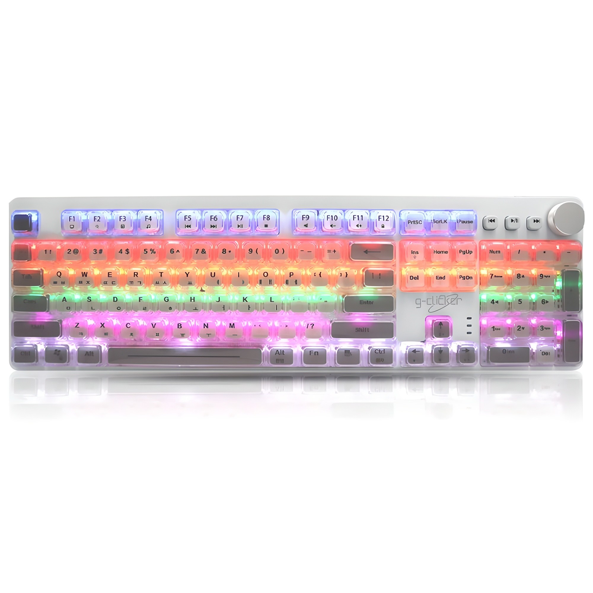 지클릭커 GK-K901X 슈퍼히어로 투명 크림 크리스탈 키캡 LED 게이밍 USB 적축 기계식 키보드 46,800원