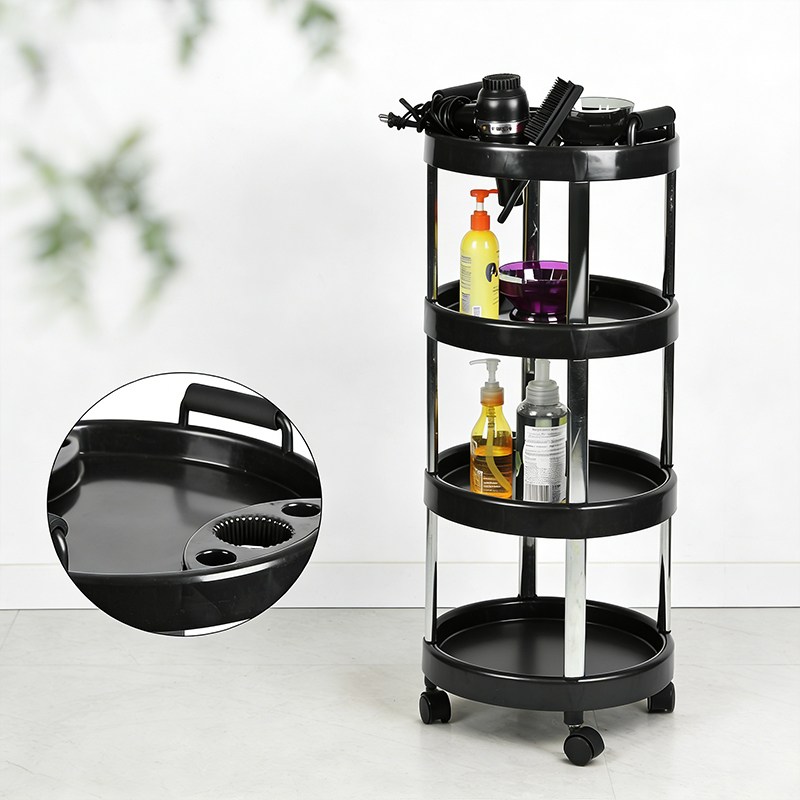 이동식 미용실 트레이 수납 카트 다용도 가위 카트 정리대 뷰티 미용 카트 트롤리 미용실 보조트롤리 화장품 정리함, 4단, 블랙 36*36*88 64,750원