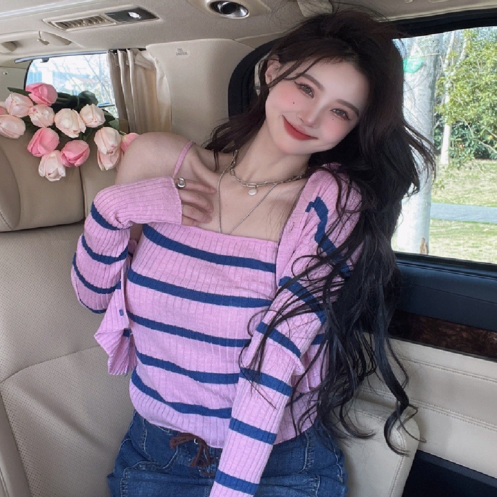 마리하우스 스트라이프 나시+가디건 세트 투피스 17,500원