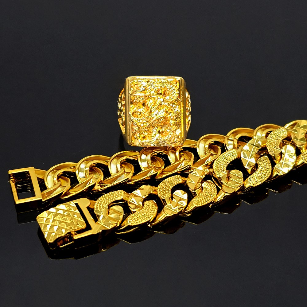 2종세트 팔찌 반지 18k압축도금 넓이1.4cm 초경량 할로우제작 용의승천형상 승천 노블레스 19,800원