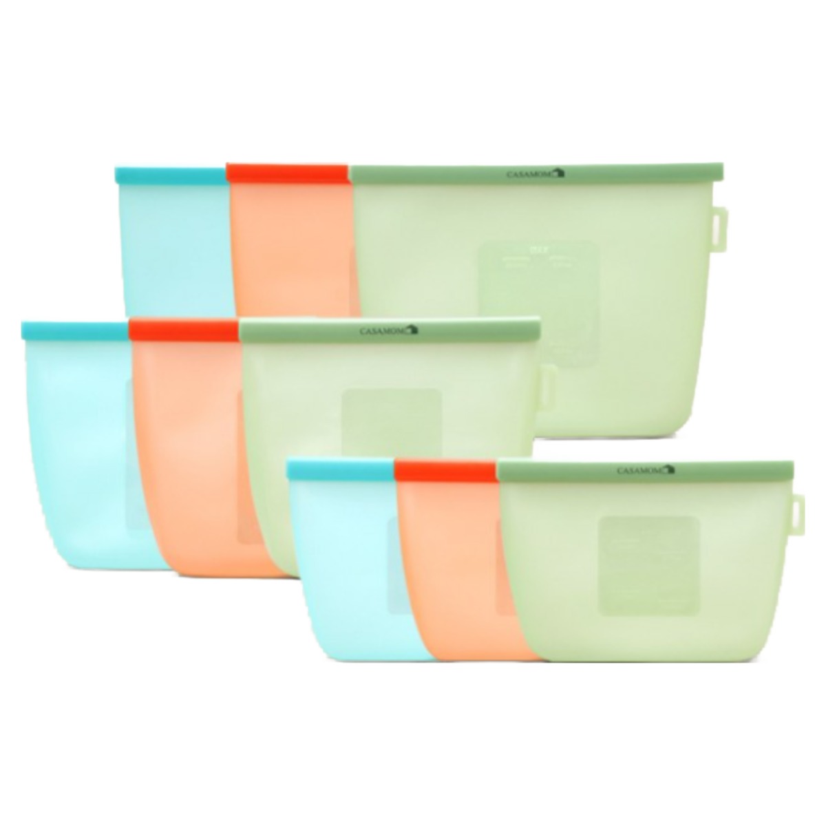 까사맘 플래티넘 실리콘지퍼백 실리콘백 전자레인지용기, 민트+오렌지+그린, 1개 98,000원