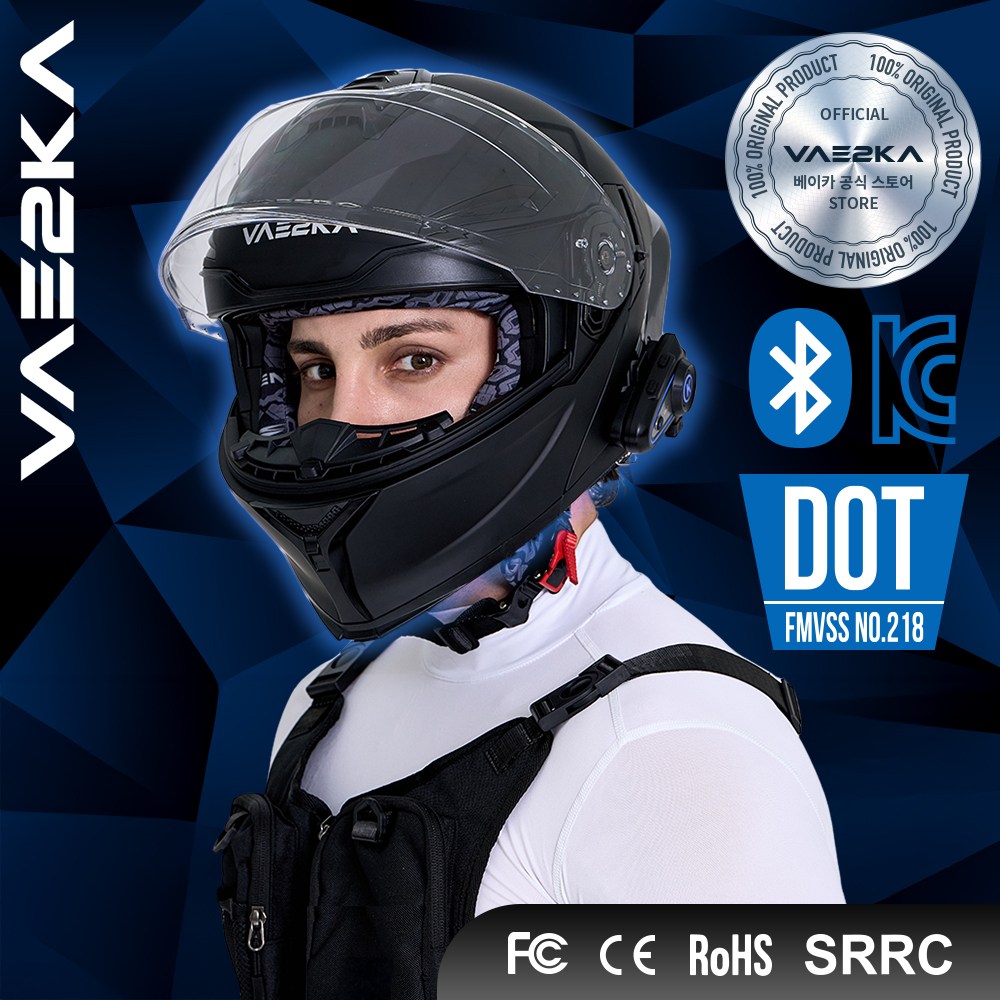 베이카 VH - 1 블루투스 시스템 풀페이스 오토바이헬멧, 매트블랙 179,100원