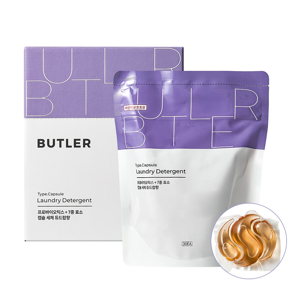 버틀러 프로바이오틱스 효소 캡슐 세탁세제 듀드랍향 국내생산 알러지프리향료, 1개, 30개입 21,800원