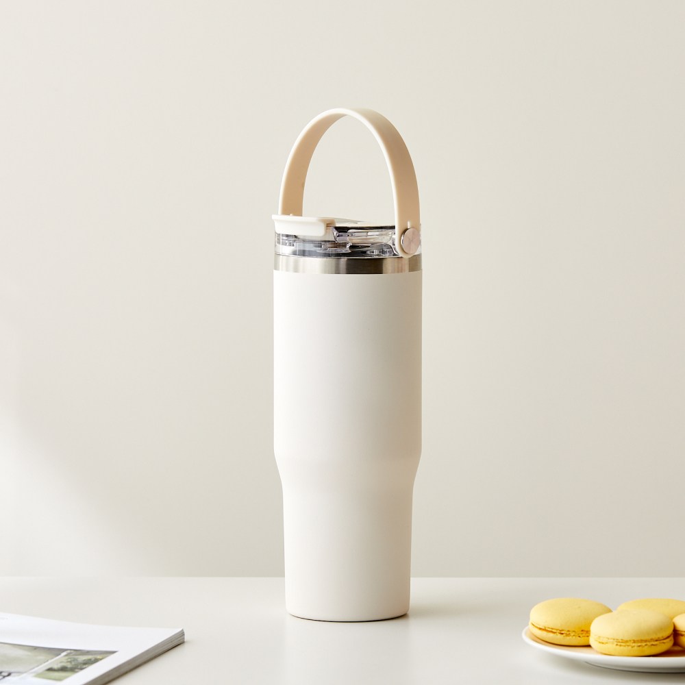 [모던하우스] TO GO 휴대하기 편리한 대용량 핸들 텀블러 900ml 크림, 단품, 1개 19,900원