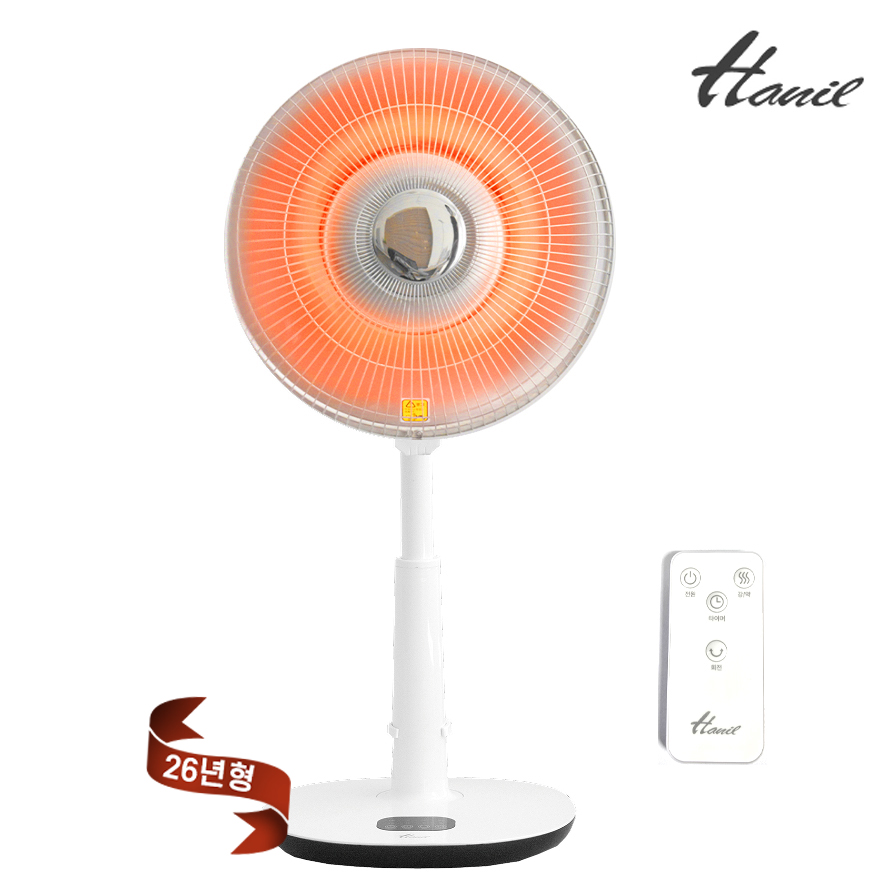 한일전기 26년 선풍기형 전기히터 1구 하이라이트 디지털 리모컨 타이머 1초발열 높이조절 79,800원
