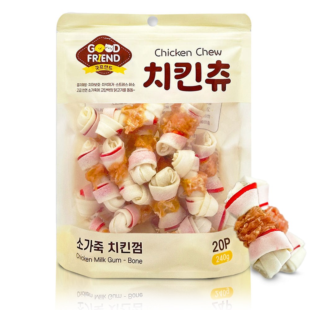 굿프랜드 치킨츄 스틱 딩고껌 대용량 애견 개껌 강아지 간식, 1개, 240g, 소가죽치킨껌(20P) 8,100원