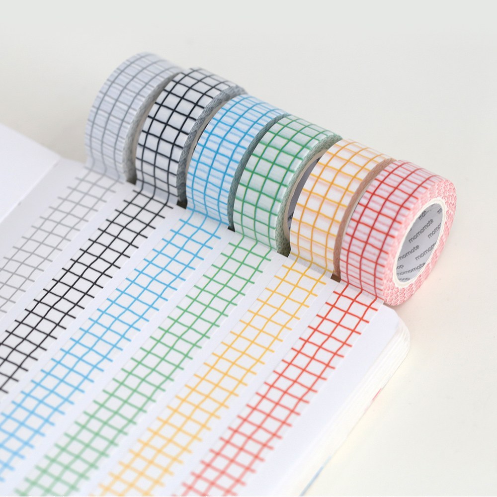 모모마테 크레용 체크 마스킹테이프 3,000원