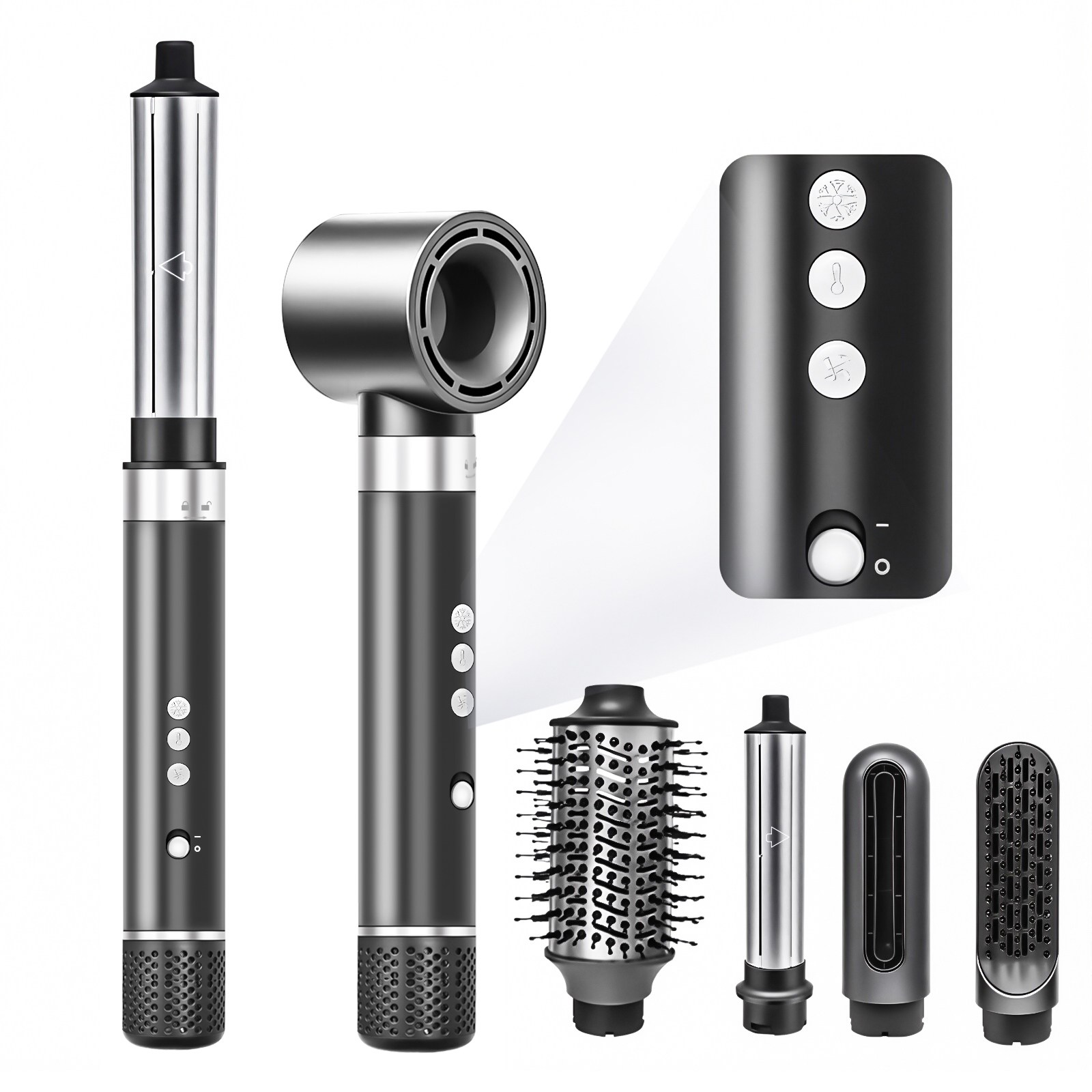 RichMagic 6in1 에어랩 다기능 스타일러 BLDC모터 초고속 헤어드라이기 초경량 가정용 고데기 스트레이트 브러시 라운드 브러시 가성비, 스페이스 그레이, 1세트 129,850원