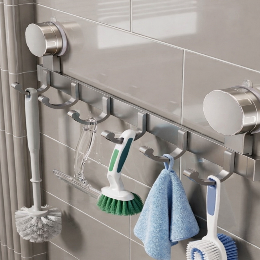 코니브라운 무타공 흡착식 욕실청소도구 걸이, 블랙, 1개 14,900원