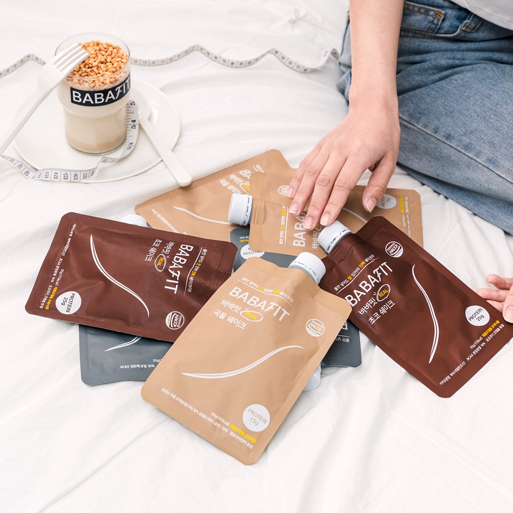 바바핏 단백질 쉐이크 파우치 한끼 식사대용 다이어트 파우더 초코 흑임자 곡물 3종 15개입 세트 54,900원
