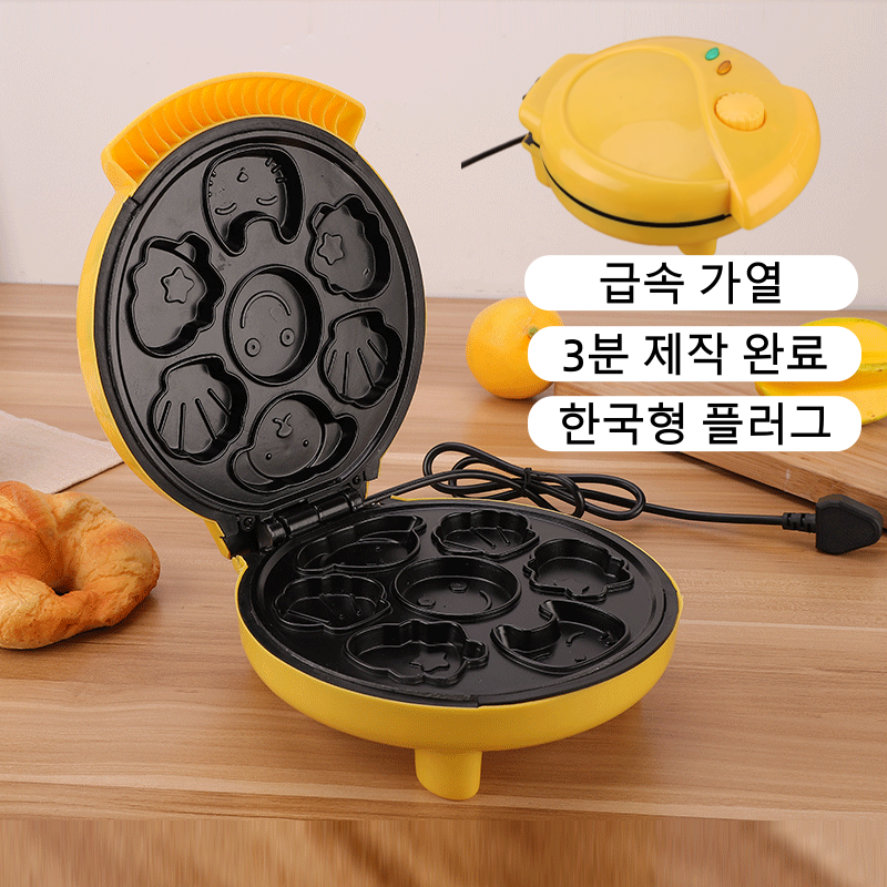 3분 와플 메이커 7구 급속가열 귀여운 캐릭터 가정용 타피 와플메이커 27,450원