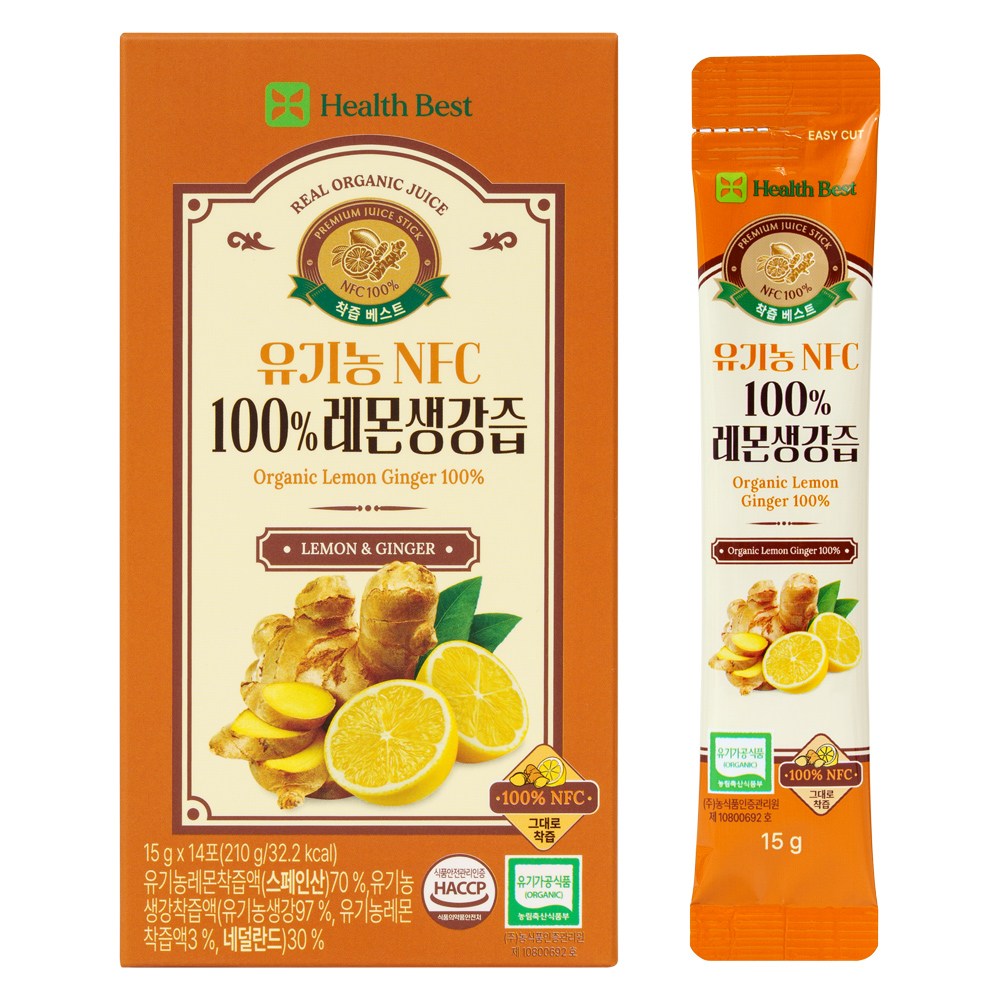 헬스베스트 착즙베스트 유기농 NFC100% 레몬생강즙, 1개, 210g 13,440원