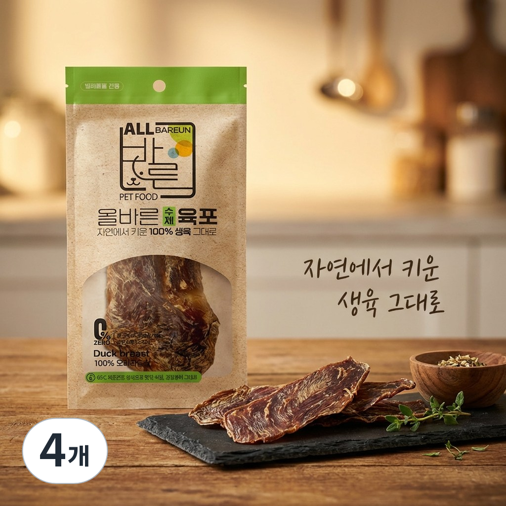 헤세드요셉 수제 간식 올바른 육포 30개입 - 오리 & 치킨, 오리가슴살, 300g, 4개 79,370원