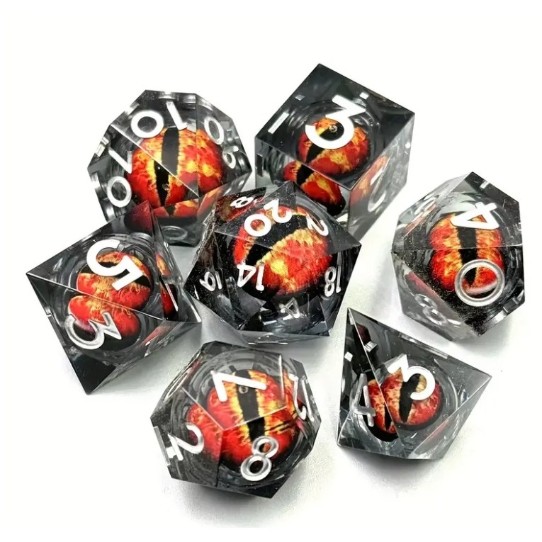 고퀄리티 7개 세트의 TRPG 드래곤 던전 용왕의 눈 다면체 주사위 숫자 주사위 보드 게임 파티 게임 액세서리, 용왕 시리즈 D4 D6 D8 D10 D12 D20 크리스마스 31,400원