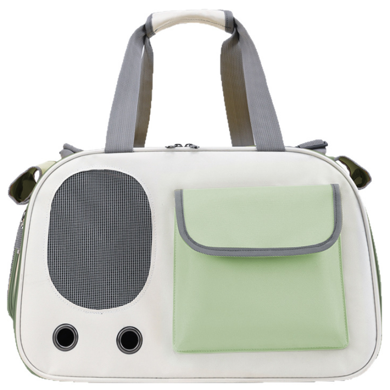 숨쉬기 편한 3면 메쉬 통풍 반려묘 캐리어 백 애견 외출 이동장 가볍고 튼튼한 숄더형, 녹색, 1개, 현재가 18,370원