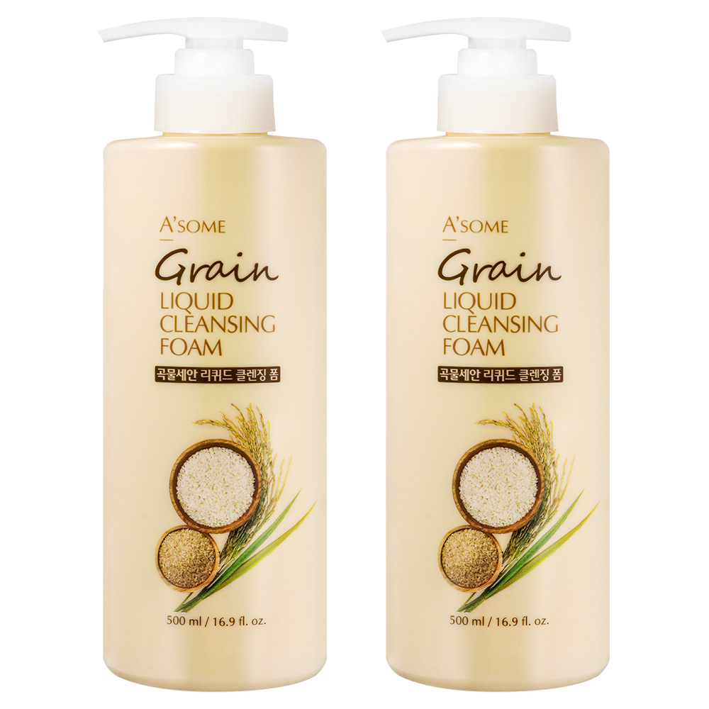 [에이썸] 곡물세안 딥 클렌징 폼 500ml 펌핑형 2개 / 온가족 사용 대용량 거품 세안, 2개, 500ml 17,800원