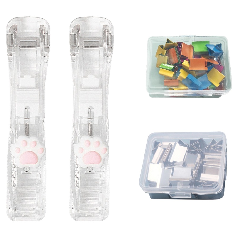 문구담 푸시 클립퍼 2p + 기본 클립 + 컬러 클립 핑크발바닥 세트, 1세트 8,600원