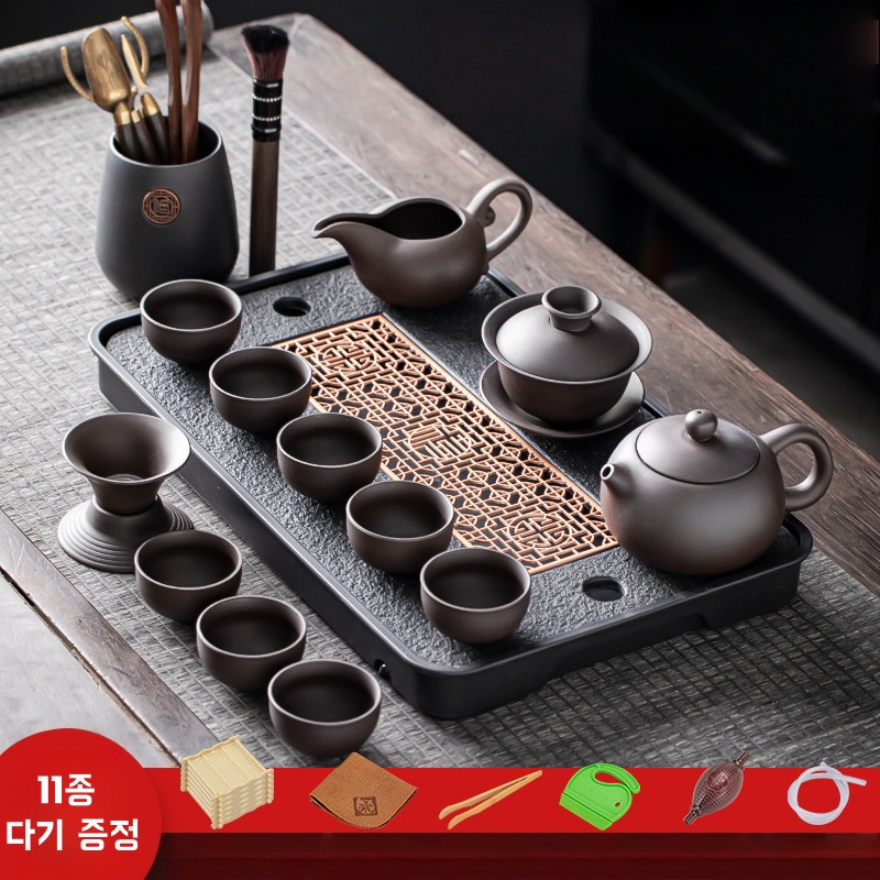 고급12종 쿵푸차 전통 다도 차판세트 자사호 중국 다기 차트레이 차우리기, 이미지참조, 1세트 87,500원