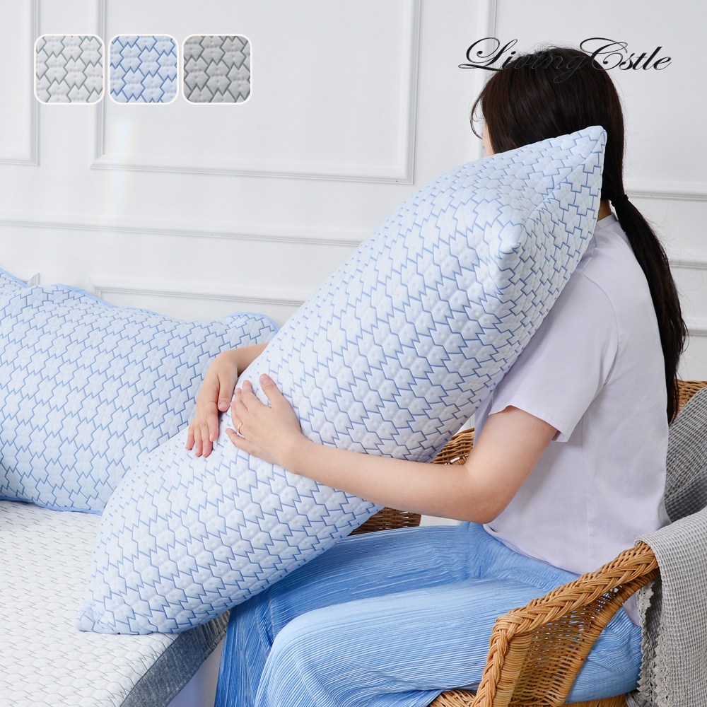 국산 리빙캐슬 냉감 듀라론 쿨엠보싱 쿠션 바디필로우 솜포함, 블루 32,800원