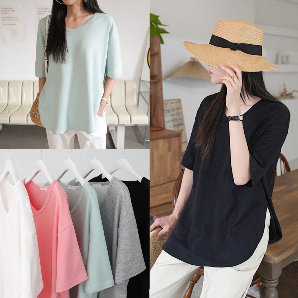 하늘바라기 여성용 퓨린 트임 반팔티 15,800원