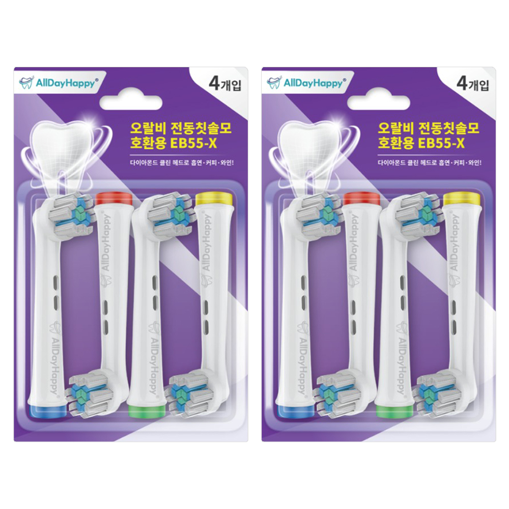 올데이해피 오랄비 전동칫솔 호환용 칫솔모 화이트 4p, 2개, 화이트, EB55-X 9,830원
