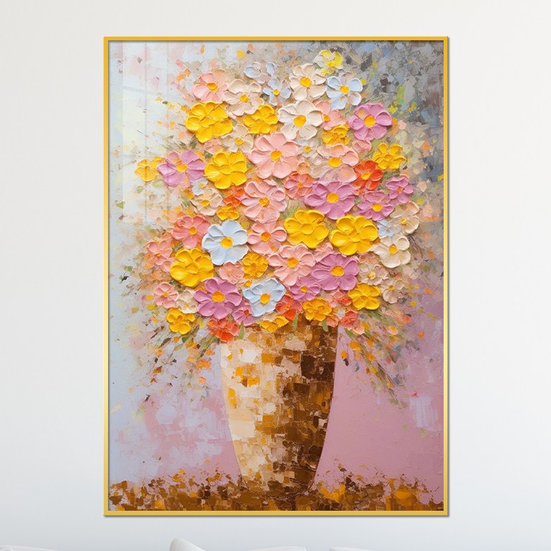 아트블루 알록달록 입체 꽃 꽃그림 인테리어 소품 액자 거실 주방 집들이 선물, 3_꽃병속 알록달록  예쁜 꽃다발 67,900원