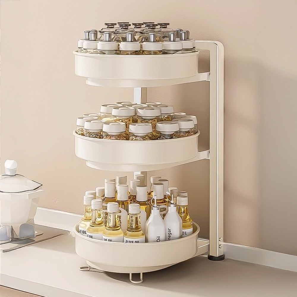 홈비 튼튼한 주방 코너 360도 회전트레이 양념통 정리 선반, 크림, 1개 39,900원