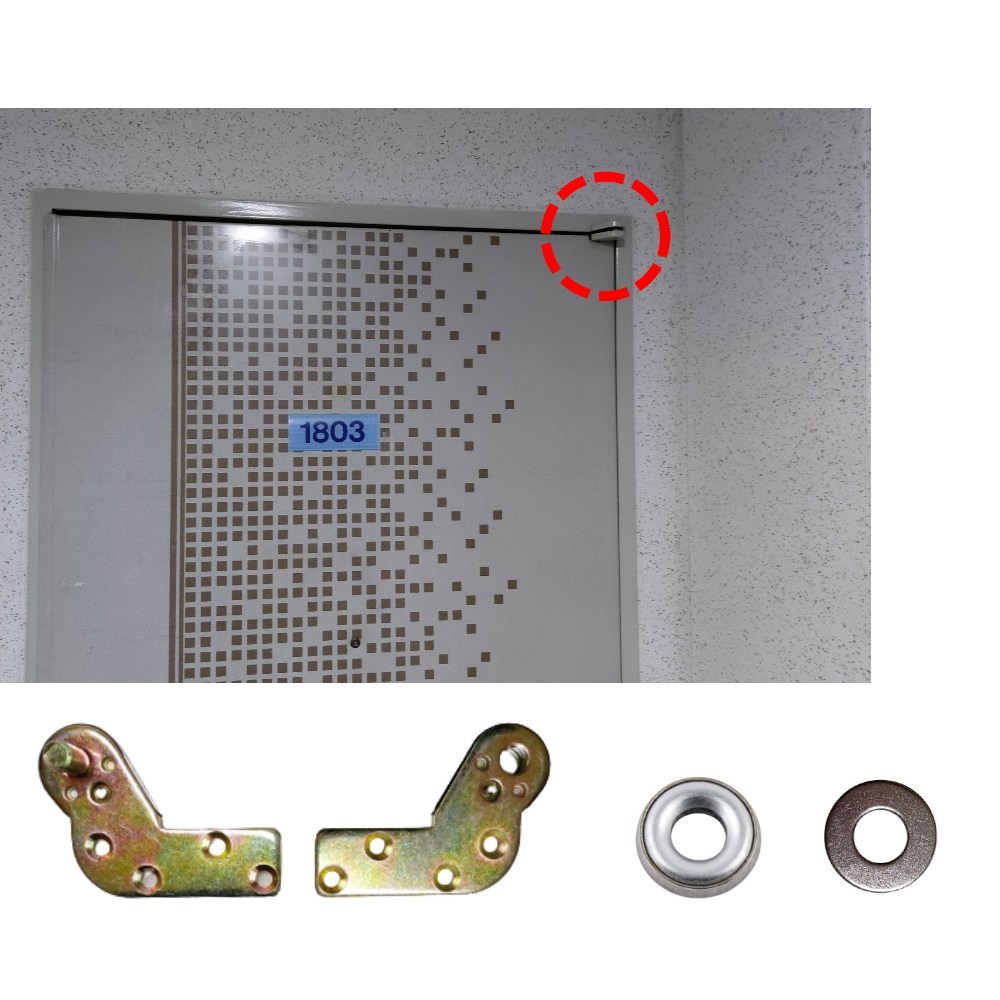 현관문 우측(좌측) 힌지 교체 세트 [ 우상1/ 우하1/ 베아링1/ 와샤2 ] - 방화문 셀프 수리 고장 피벗힌지 11,000원