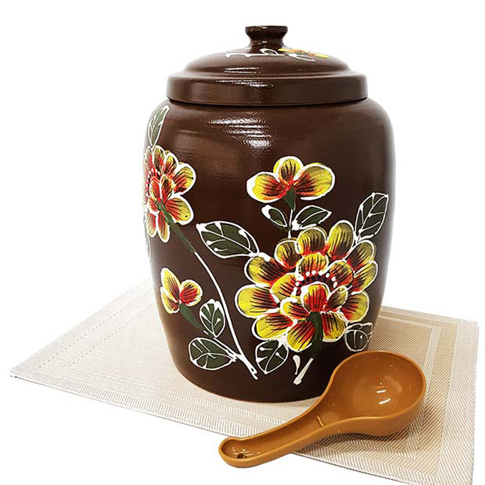 파울러스 황토 쌀항아리 + 바가지 세트 흑분청 10kg 42,000원