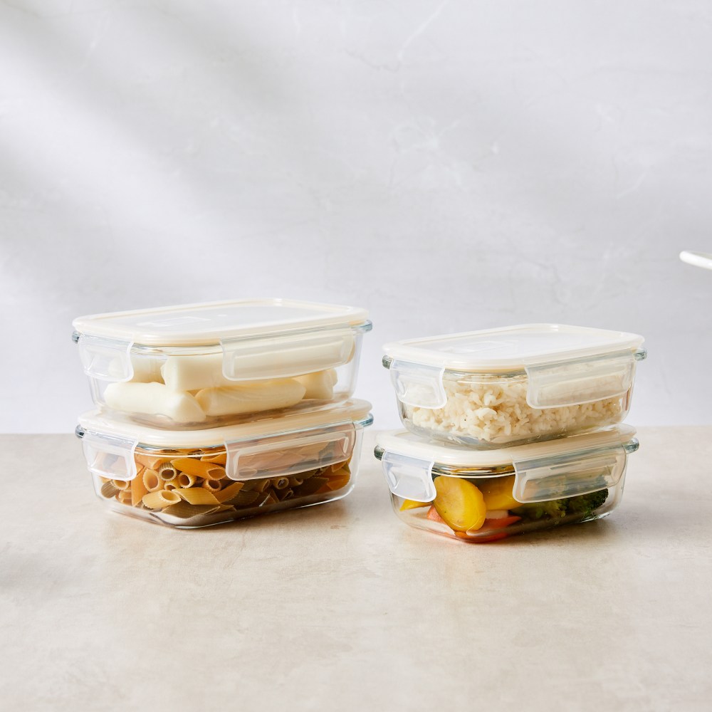 [MODERN HOUSE 중계점] 뉴 전자레인지에 바로 돌리는 스팀홀 유리밀폐용기 4P세트 옐로  KC0525002 15,900원