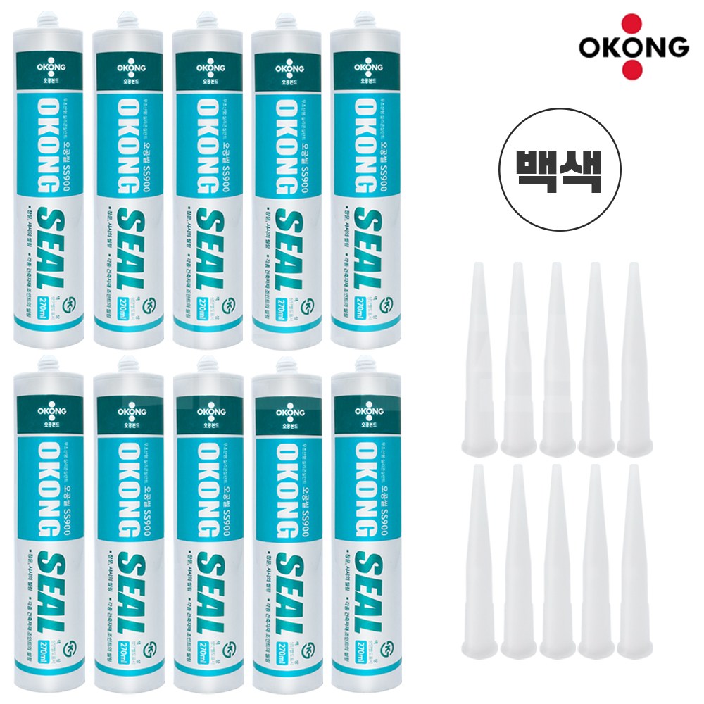 오공 무초산 방수 실리콘 백색 + 실리콘노즐 샷시 창호용 몰딩 걸레받이 17,500원